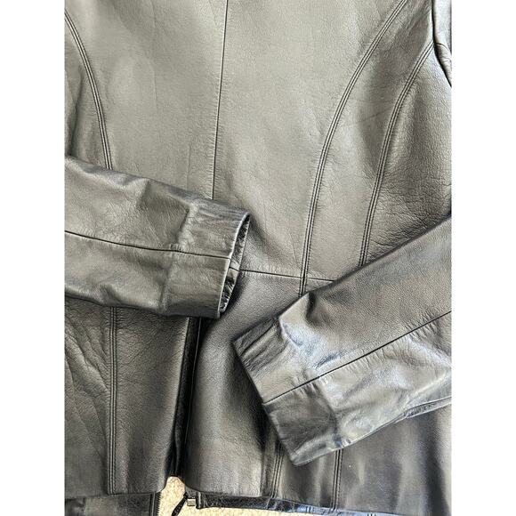 Vintage Wilsons Leather Maxima Black Zip Up Leather Moto Biker Jacket Womens M - Picture 10 of 10